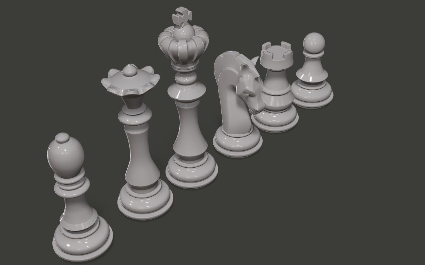 Chess set pieces 3D print model_3