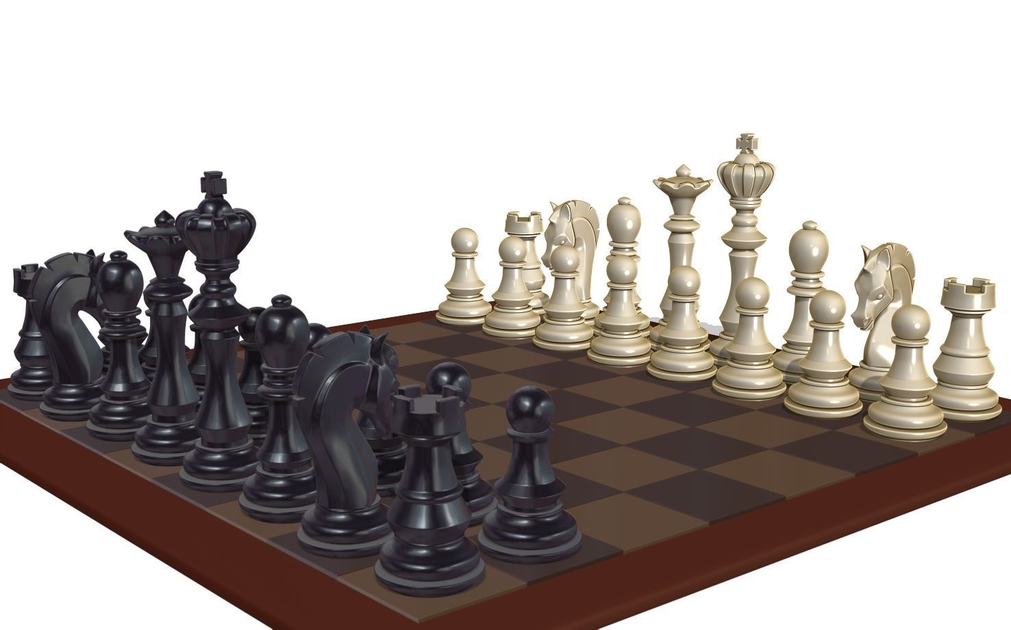 Chess set pieces 3D print model_11