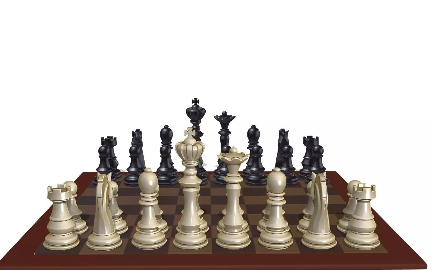 Chess set pieces 3D print model_0