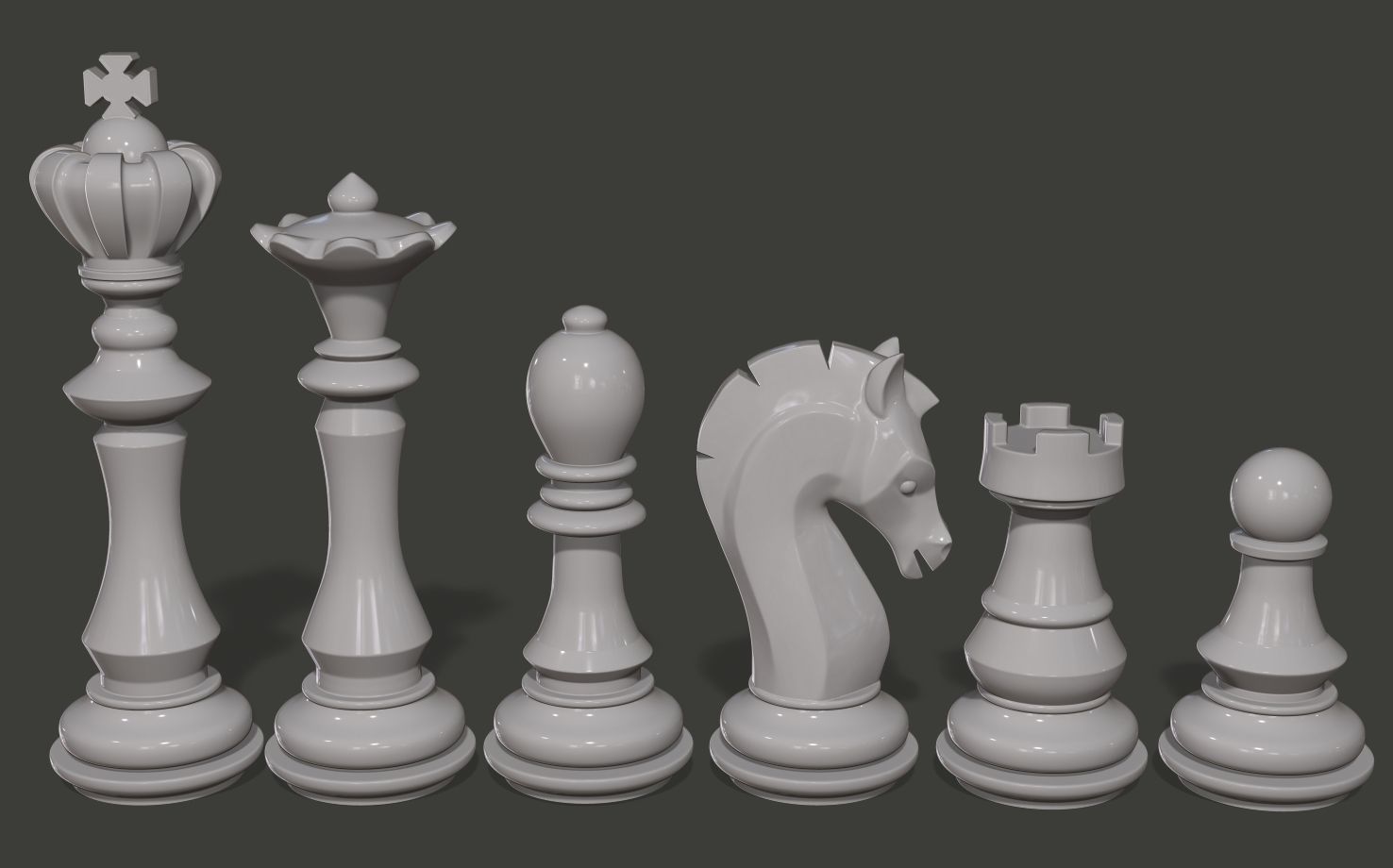 Chess set pieces 3D print model_4