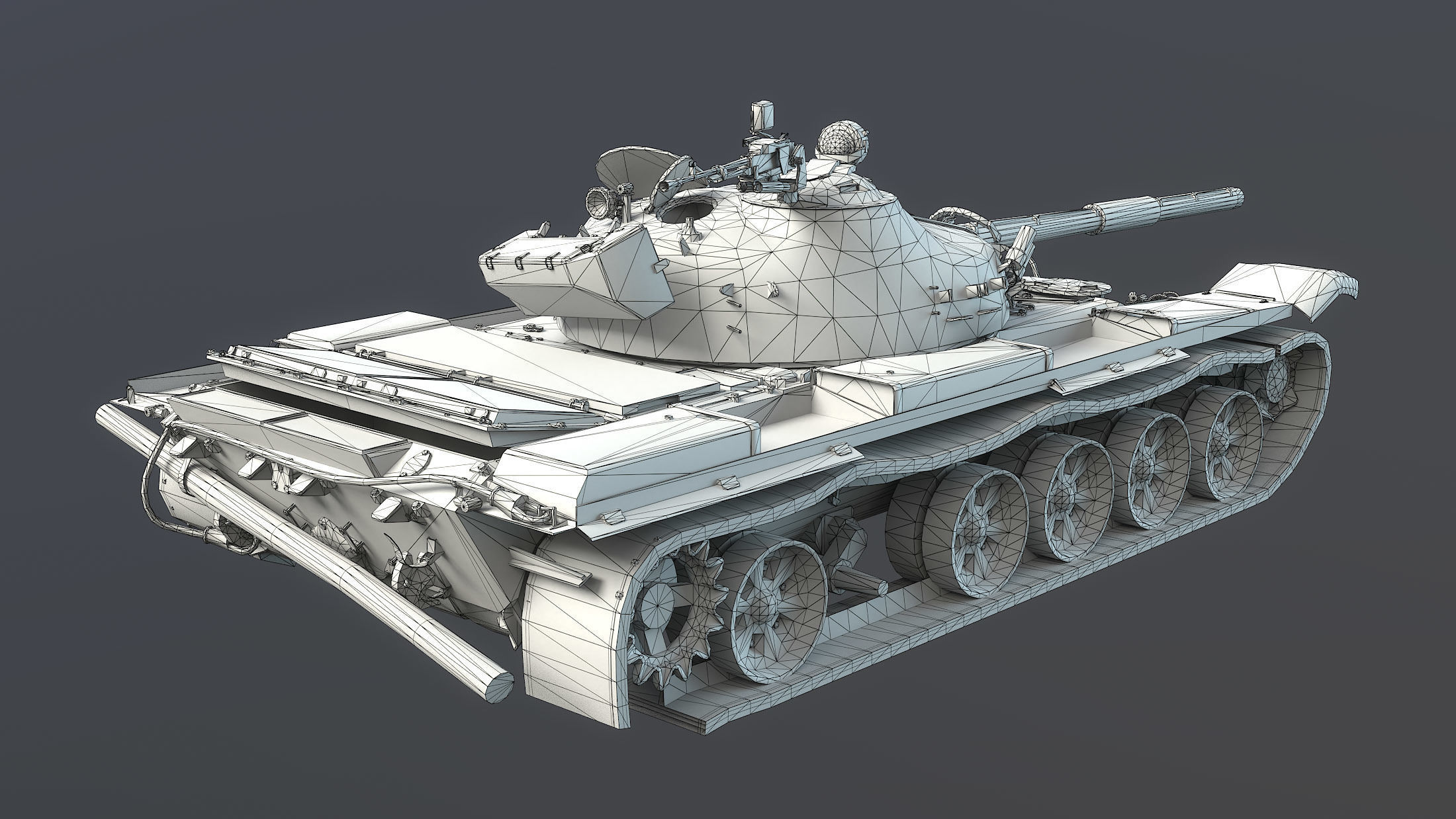 T-72A Tank Destroyed Low-poly 3D model_8