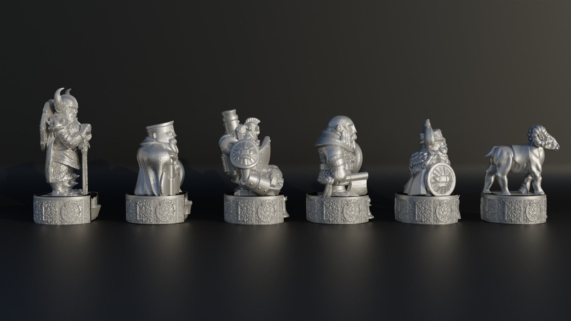 Dwarf Figure Chess Set - 6 Different Dwarf Character 3D print model_16