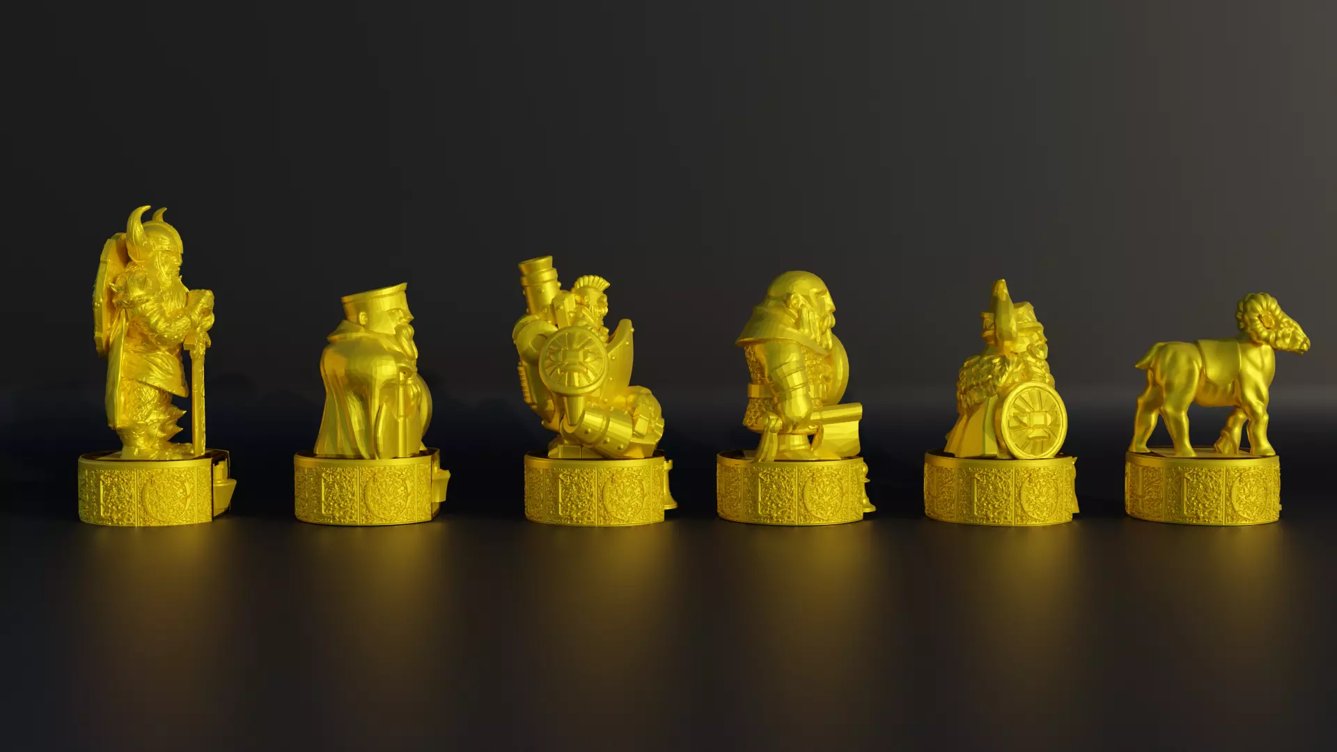 Dwarf Figure Chess Set - 6 Different Dwarf Character 3D print model_0