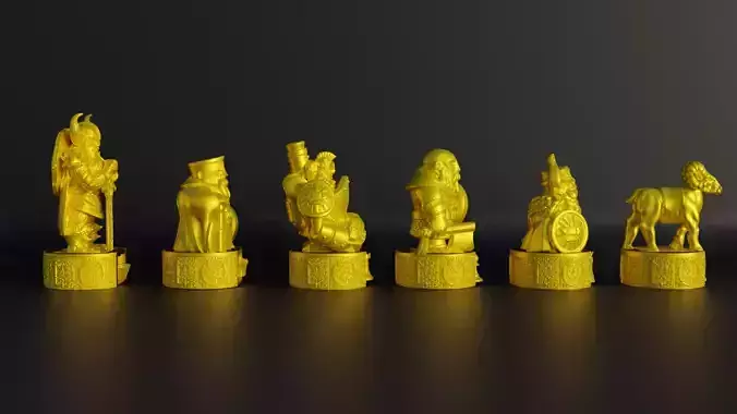 Dwarf Figure Chess Set - 6 Different Dwarf Character  3D print model