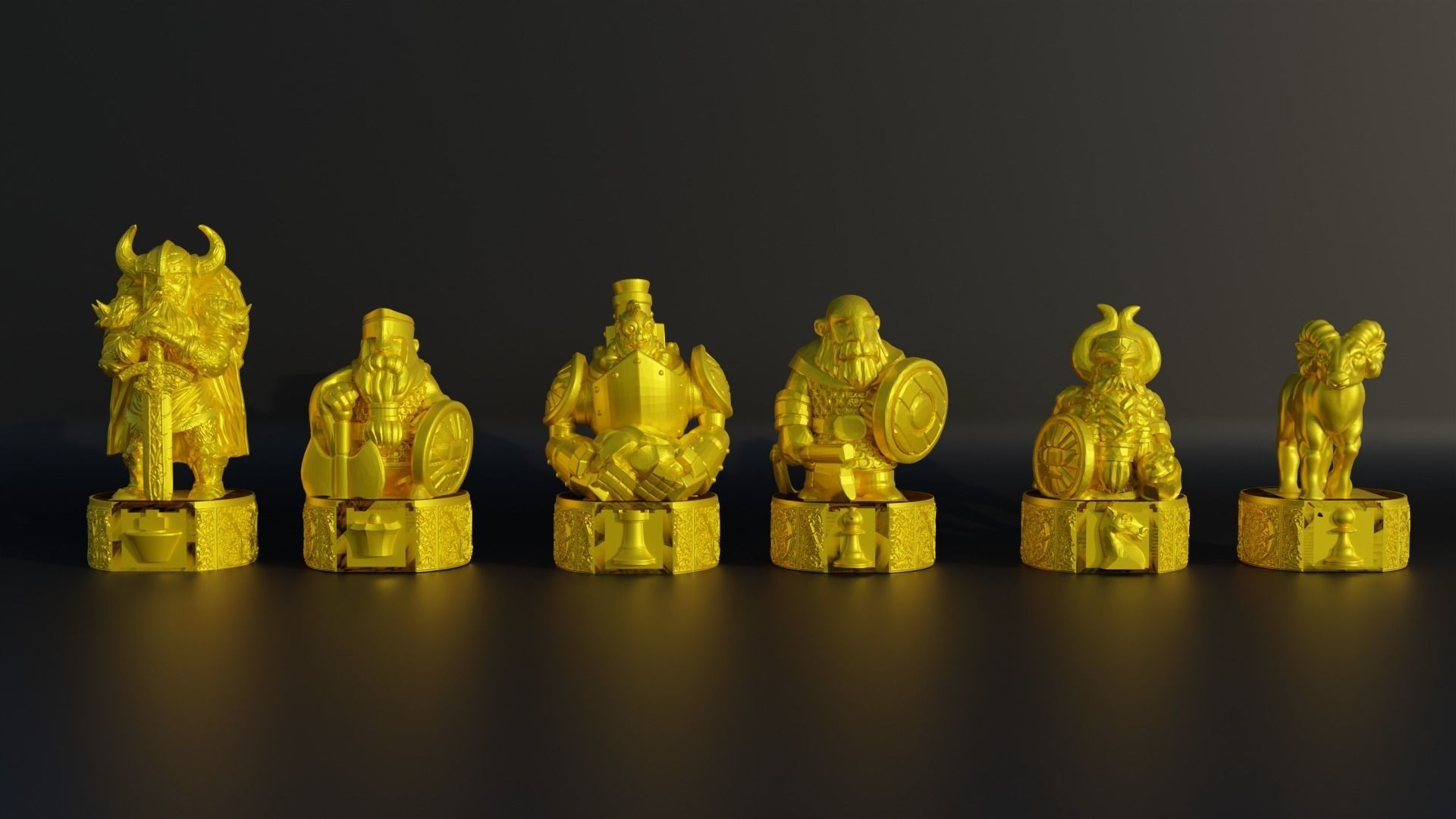 Dwarf Figure Chess Set - 6 Different Dwarf Character 3D print model_8