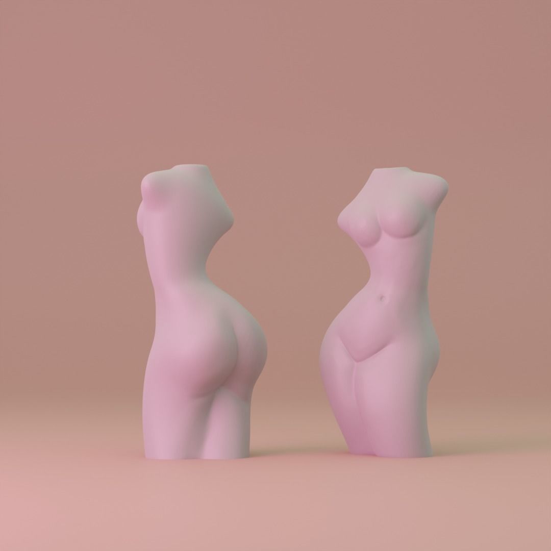 Beautiful Nude Girl Shaped Flower Vase  3D Model for 3D Printing 3D print model_3
