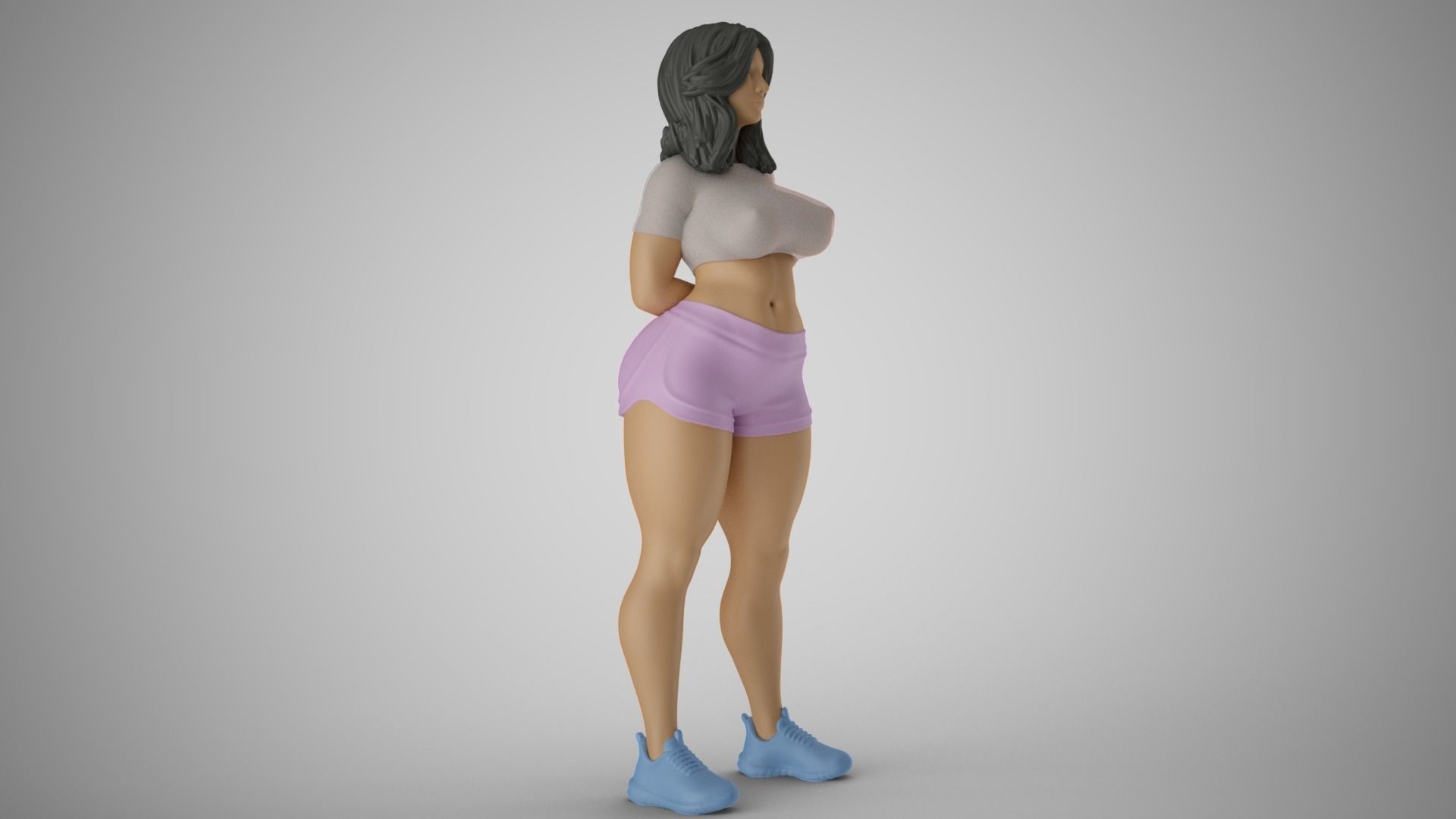 Girl with Hands Behind 3D print model_4