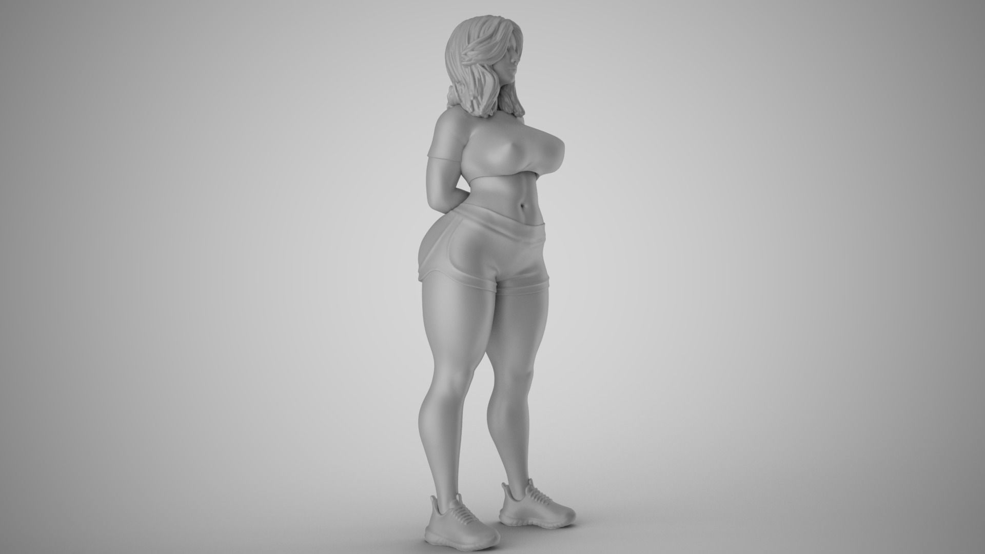 Girl with Hands Behind 3D print model_3