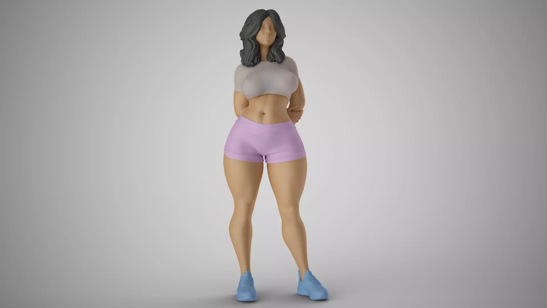 Girl with Hands Behind 3D print model_0