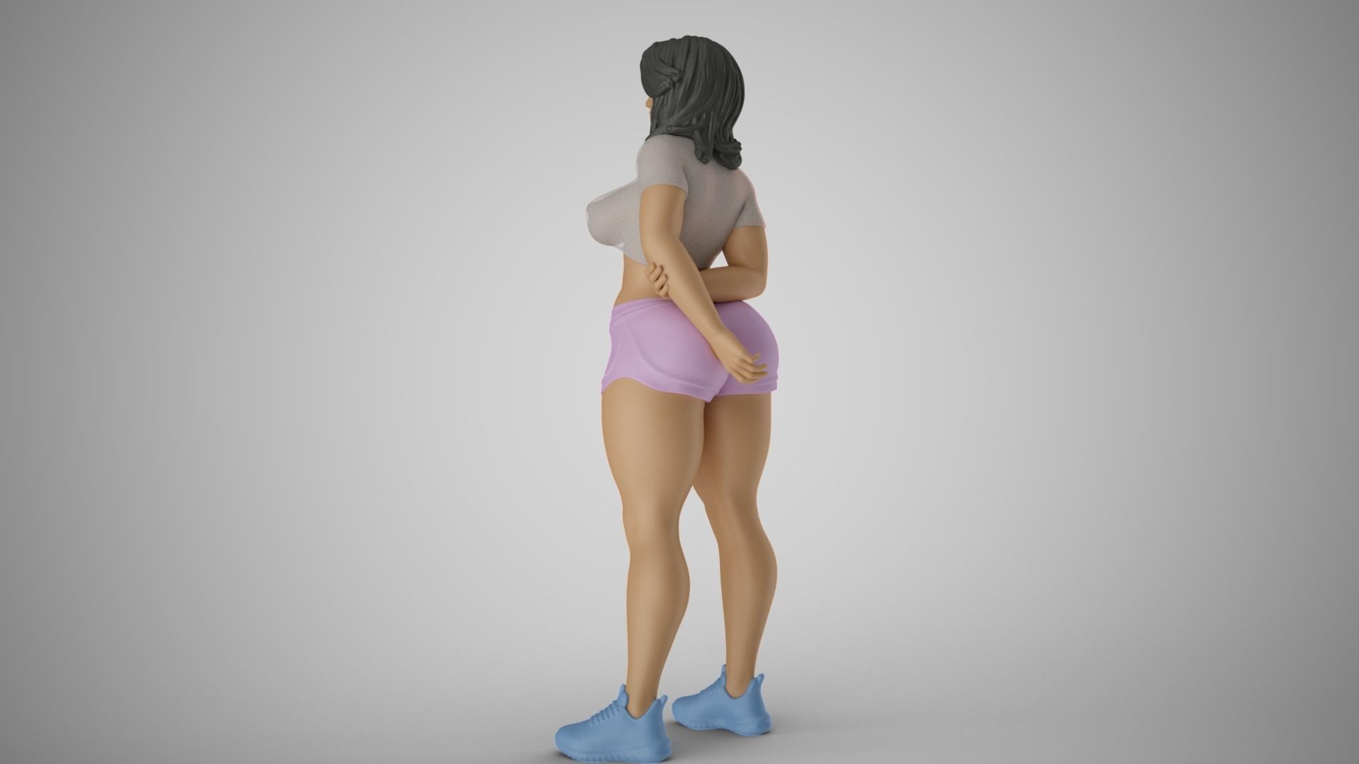 Girl with Hands Behind 3D print model_8