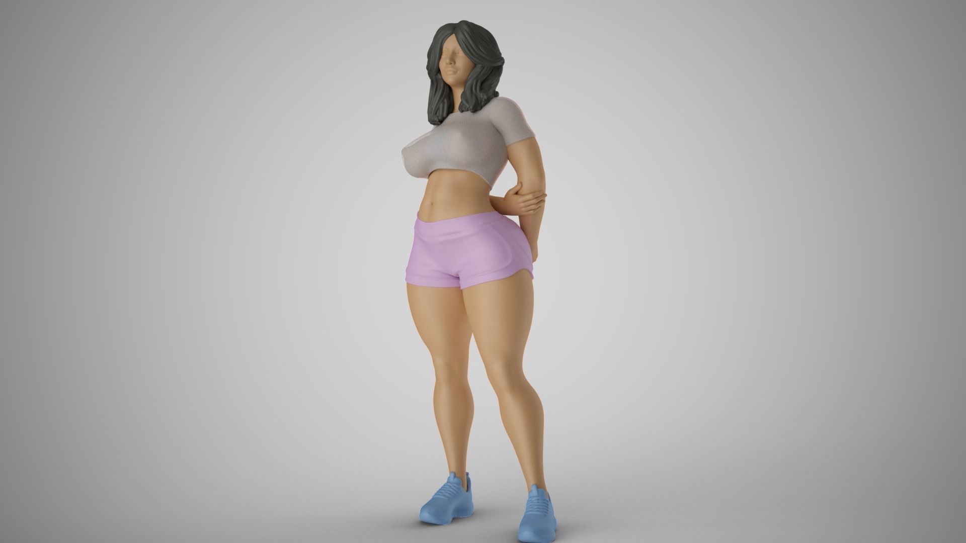 Girl with Hands Behind 3D print model_10