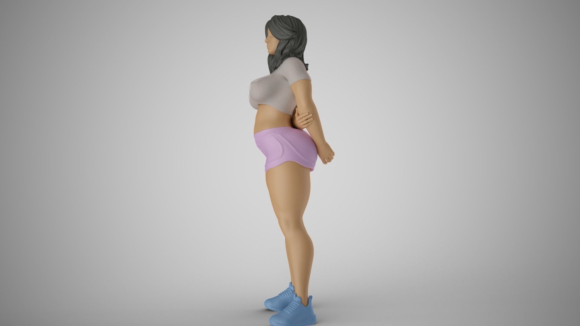 Girl with Hands Behind 3D print model_9