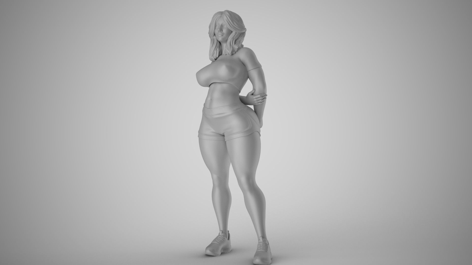 Girl with Hands Behind 3D print model_1