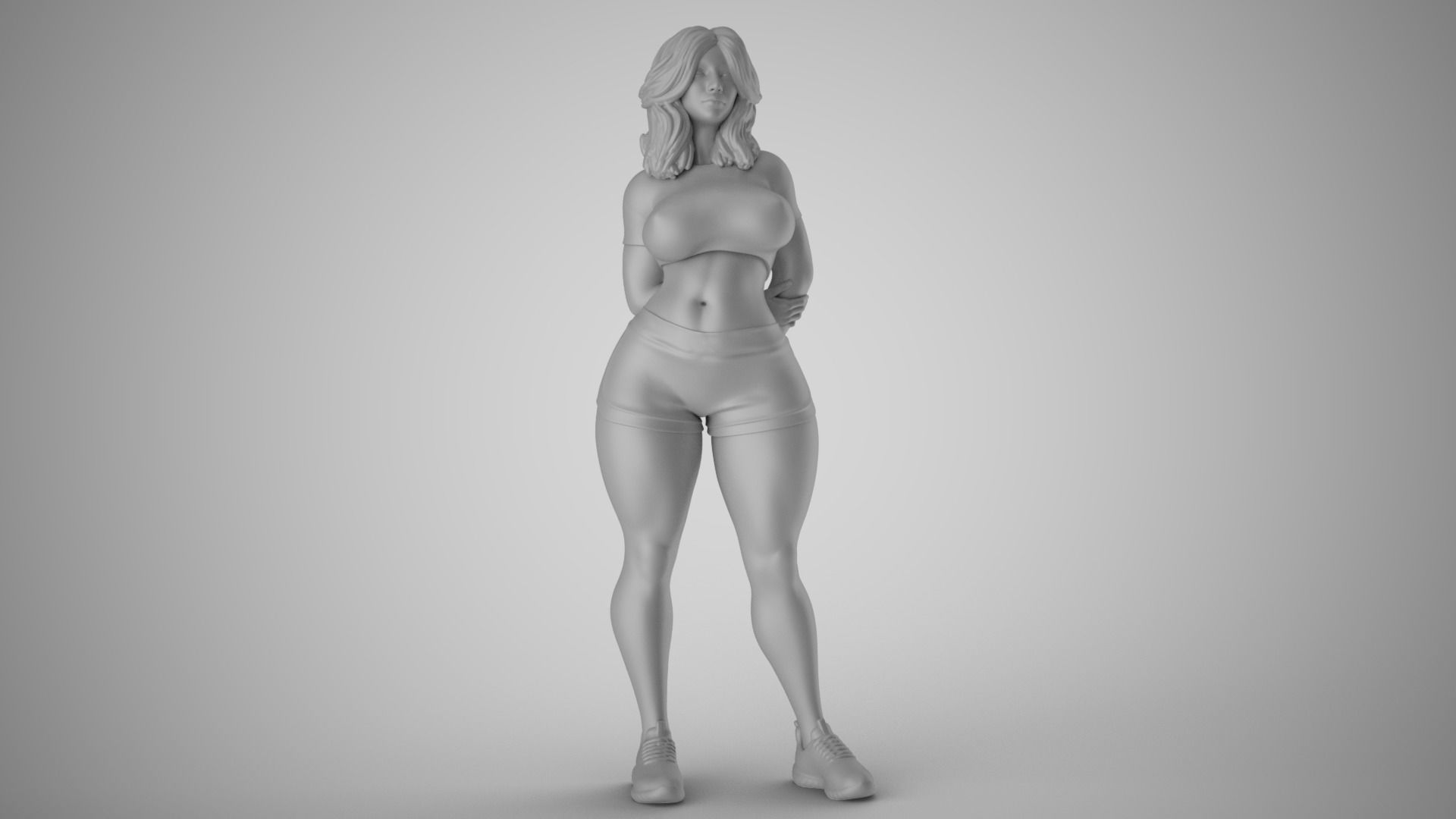 Girl with Hands Behind 3D print model_2