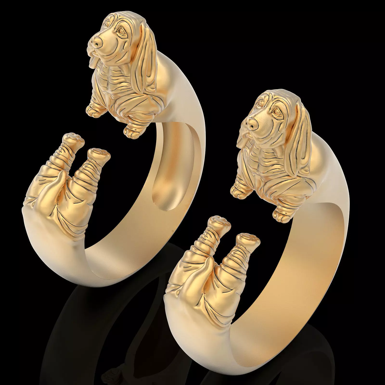 Dog ring silver gold jewelry printable 3D model 3D print model