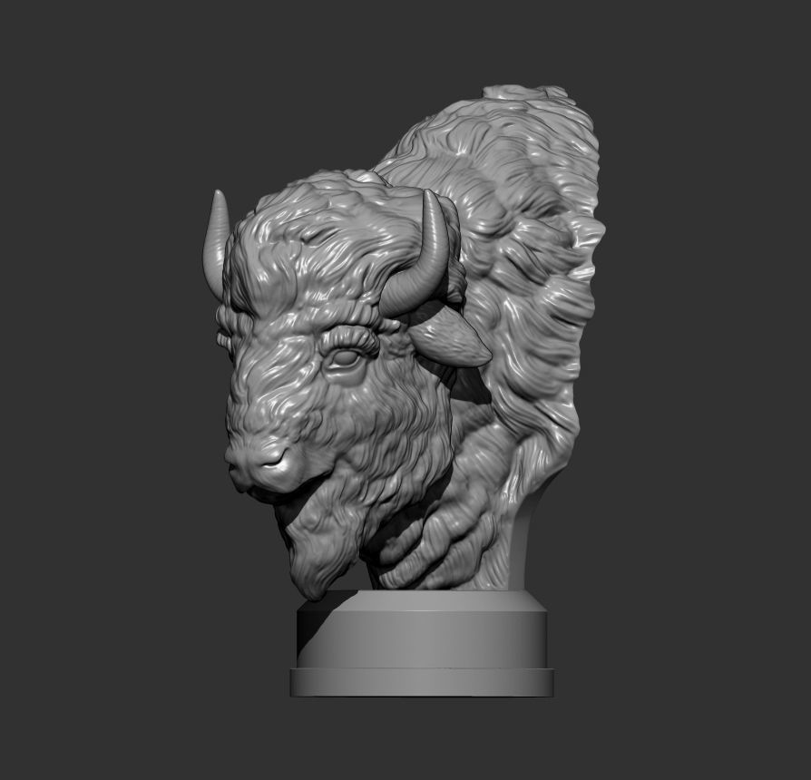 Bison bust 3D print model_7