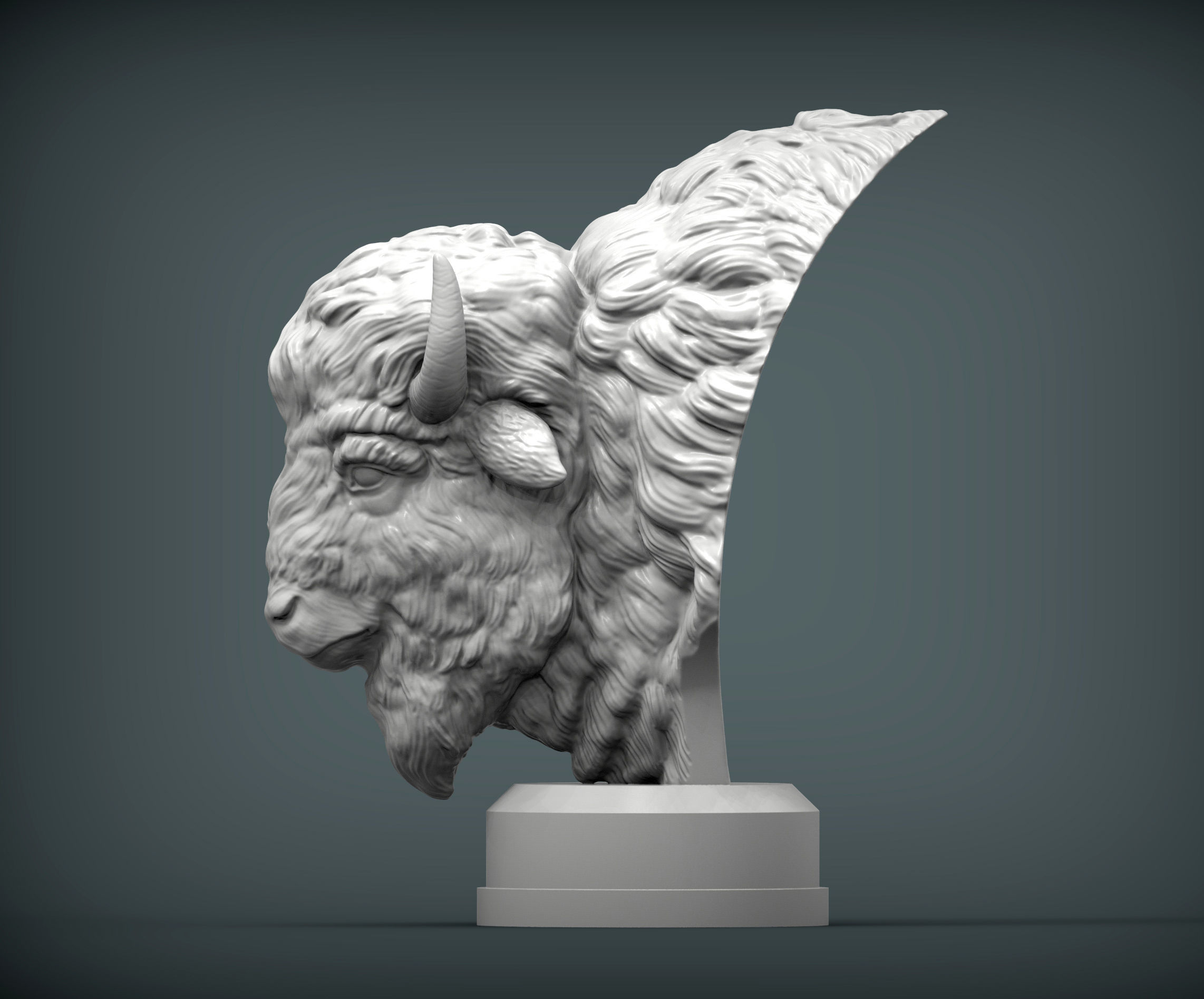 Bison bust 3D print model_1