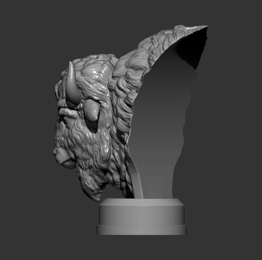 Bison bust 3D print model_4