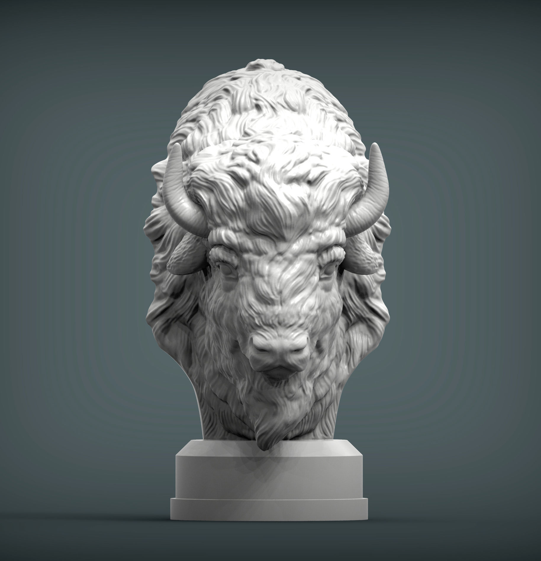 Bison bust 3D print model_2