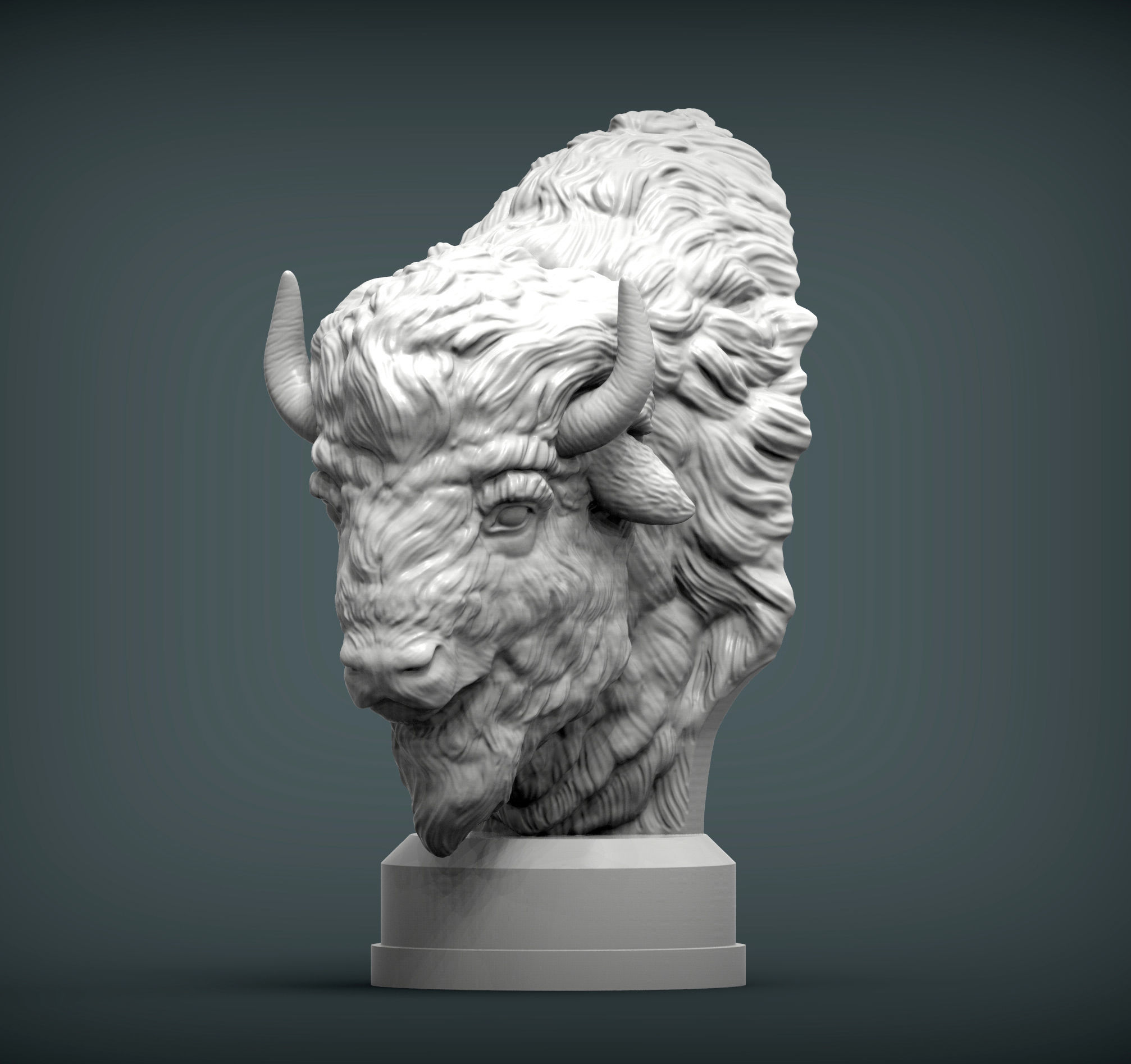 Bison bust 3D print model_0
