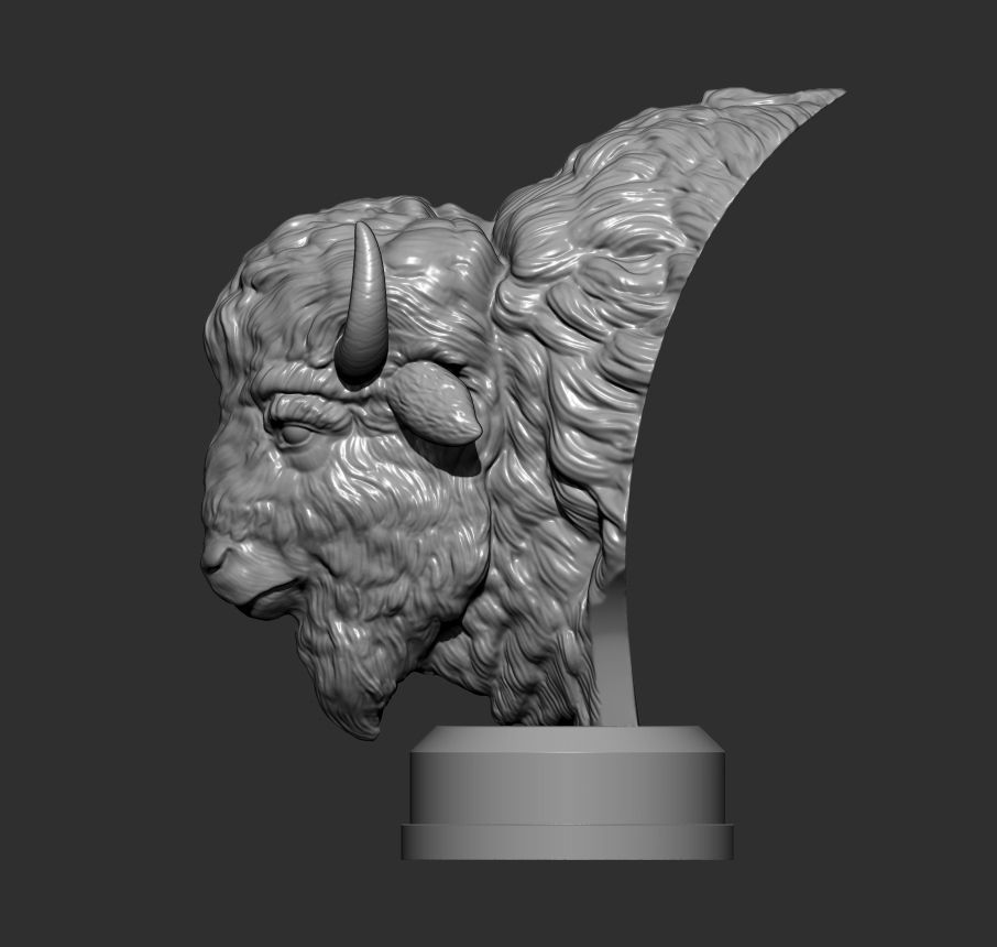Bison bust 3D print model_5