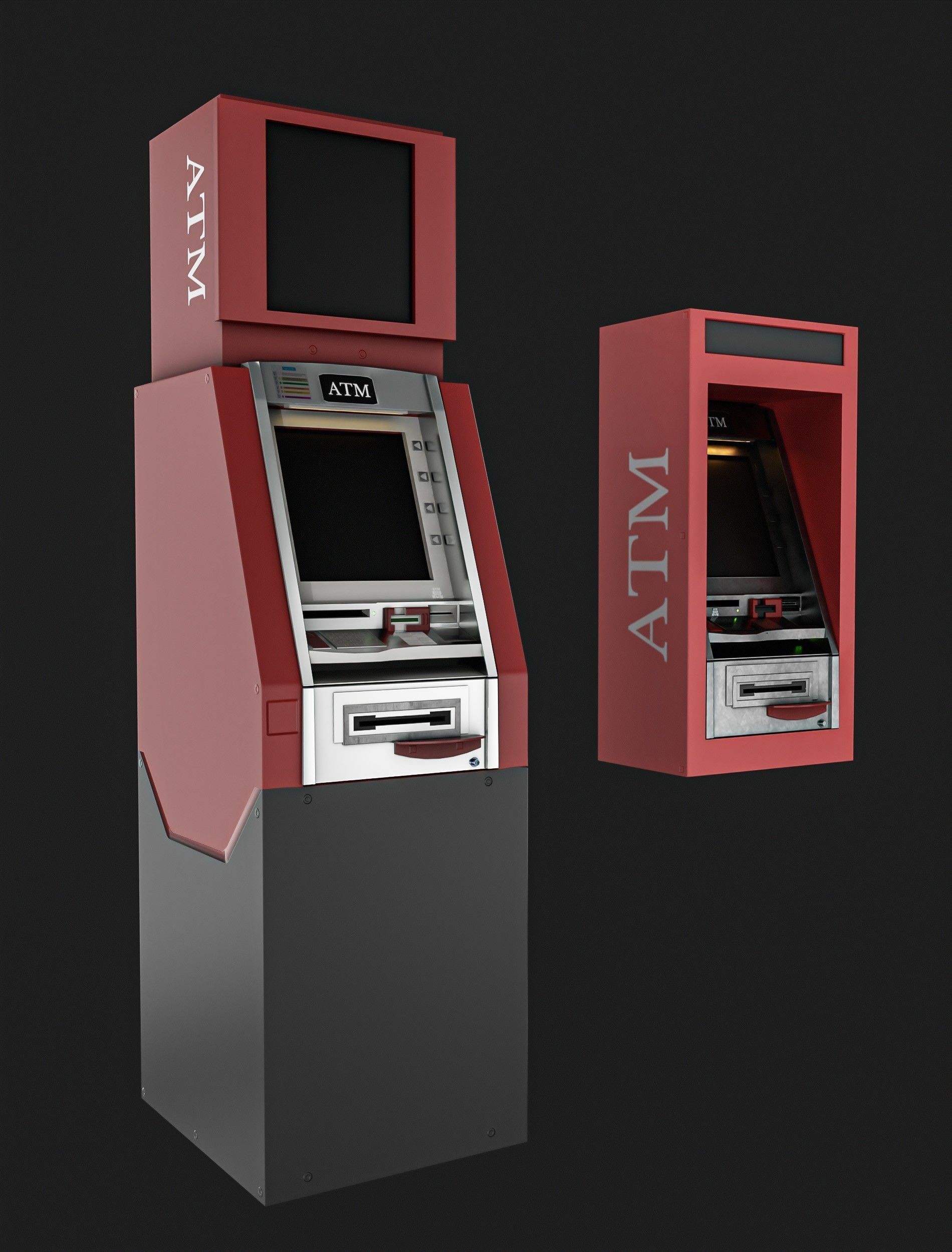 ATM Machine Pack Low-poly 3D model_7