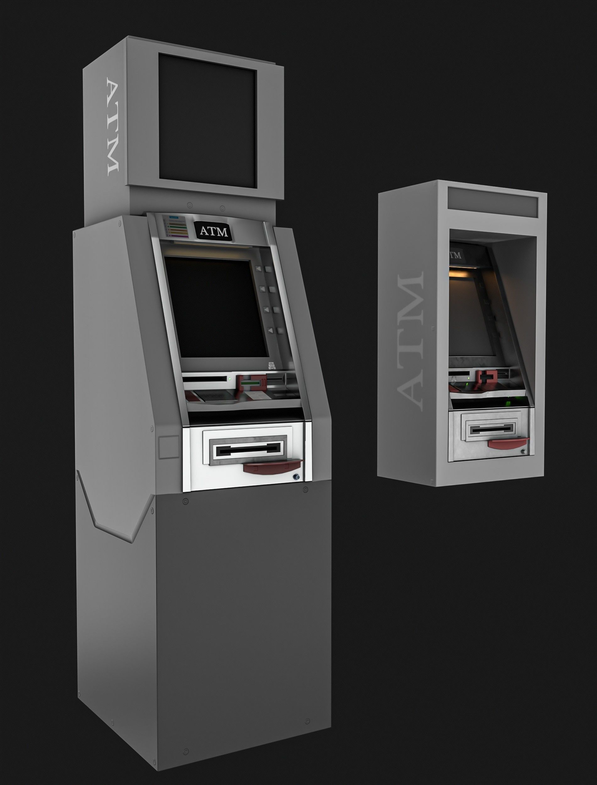 ATM Machine Pack Low-poly 3D model_5