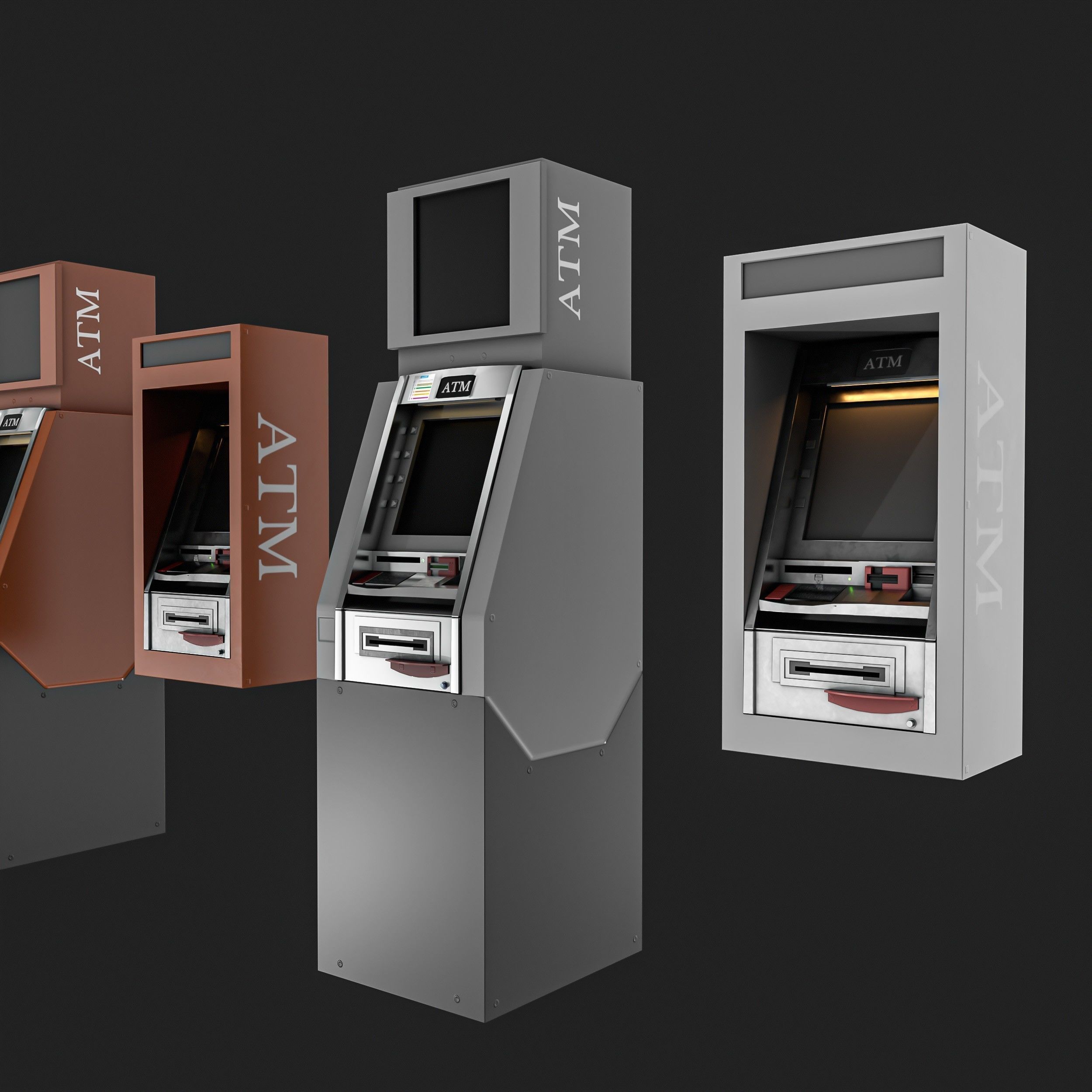ATM Machine Pack Low-poly 3D model_4