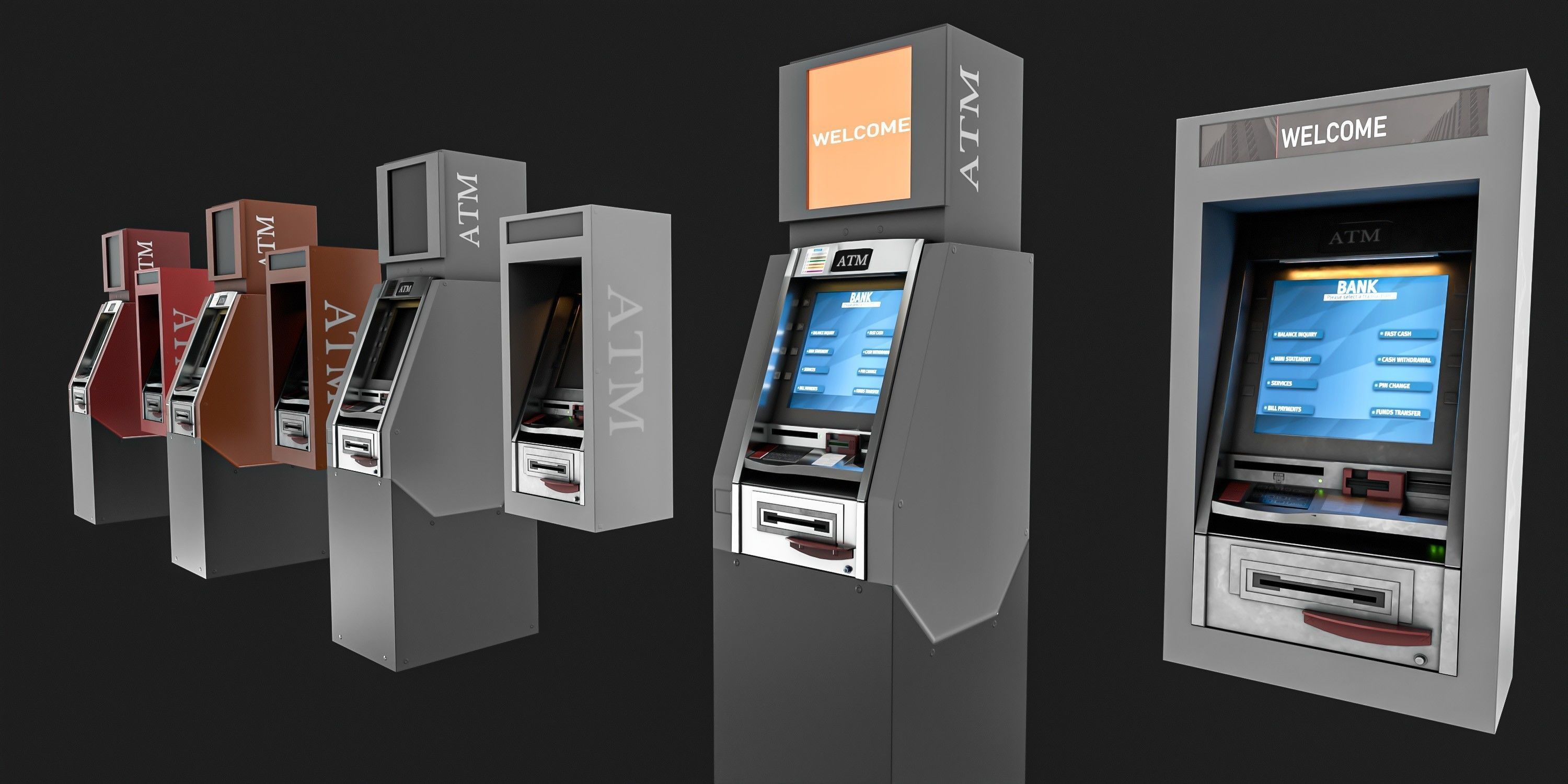 ATM Machine Pack Low-poly 3D model_3