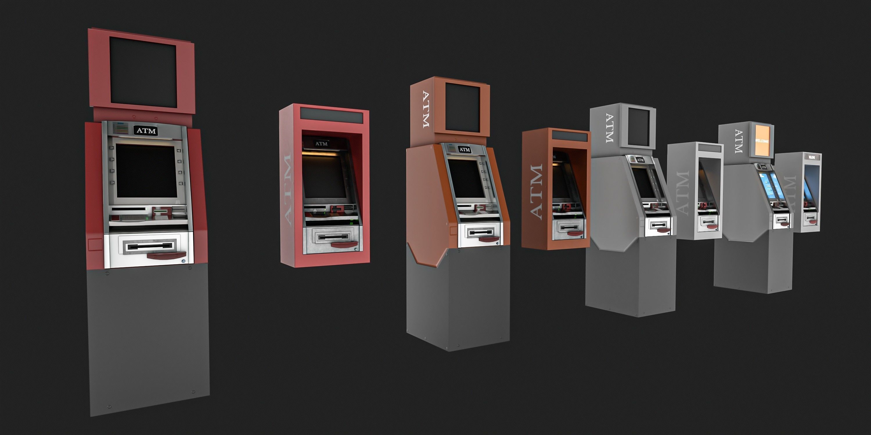 ATM Machine Pack Low-poly 3D model_13