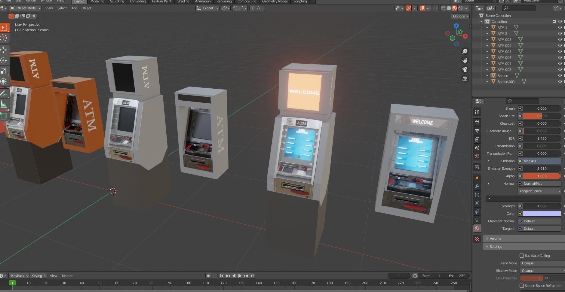 ATM Machine Pack Low-poly 3D model_22