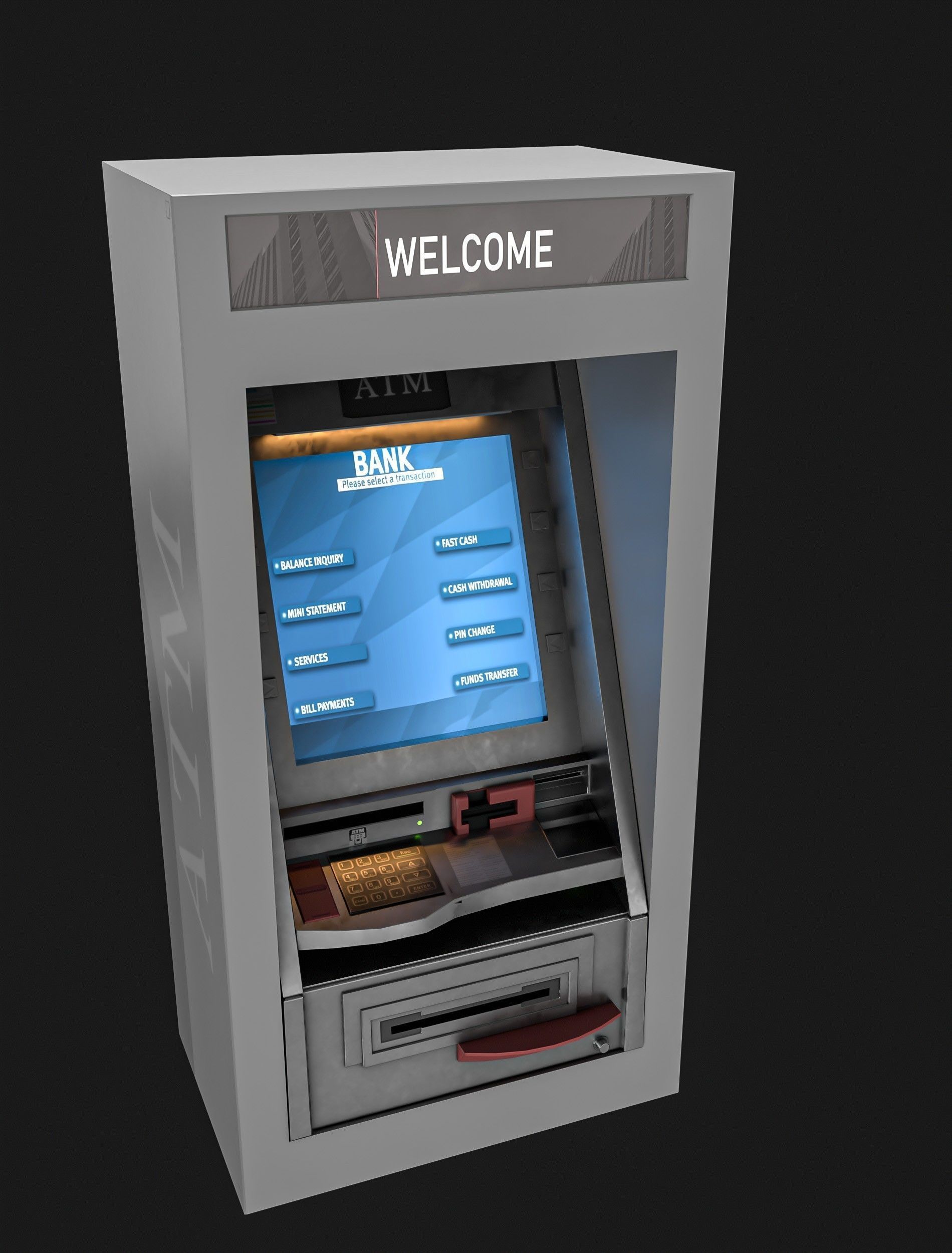 ATM Machine Pack Low-poly 3D model_10
