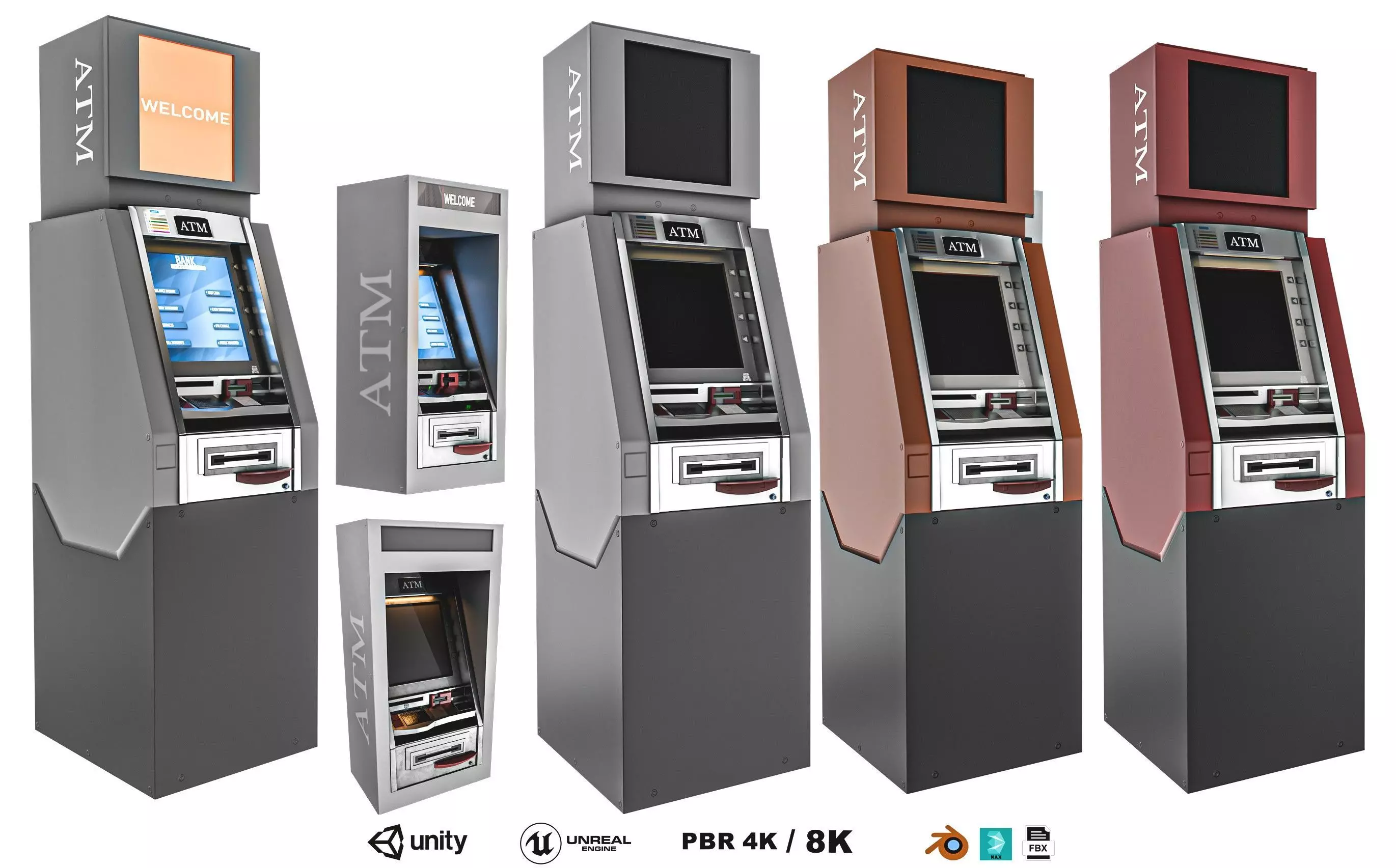 ATM Machine Pack Low-poly 3D model_0
