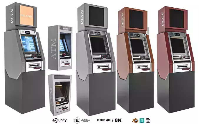ATM Machine Pack Low-poly 3D model