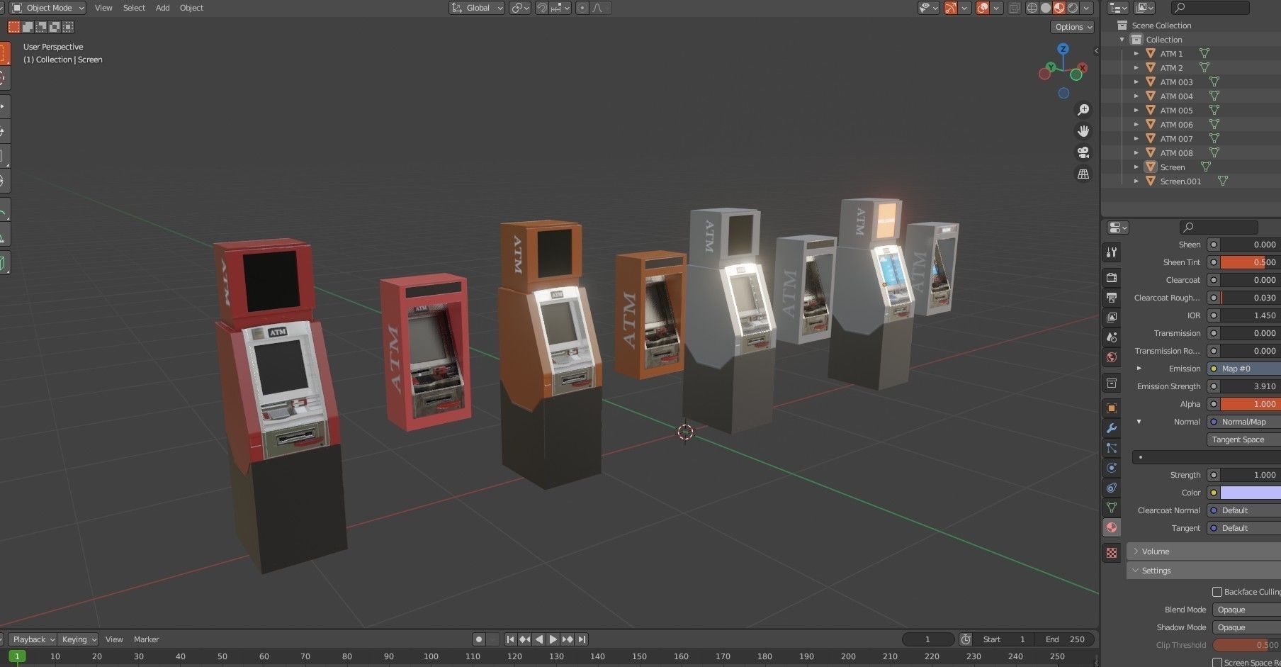 ATM Machine Pack Low-poly 3D model_25