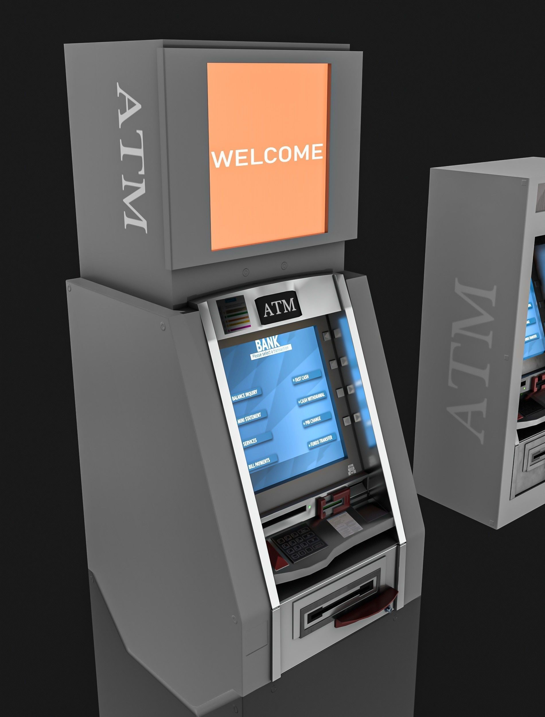 ATM Machine Pack Low-poly 3D model_16