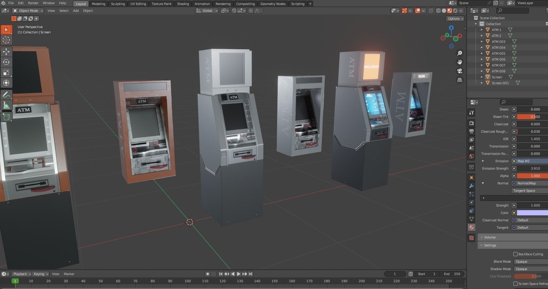 ATM Machine Pack Low-poly 3D model_24