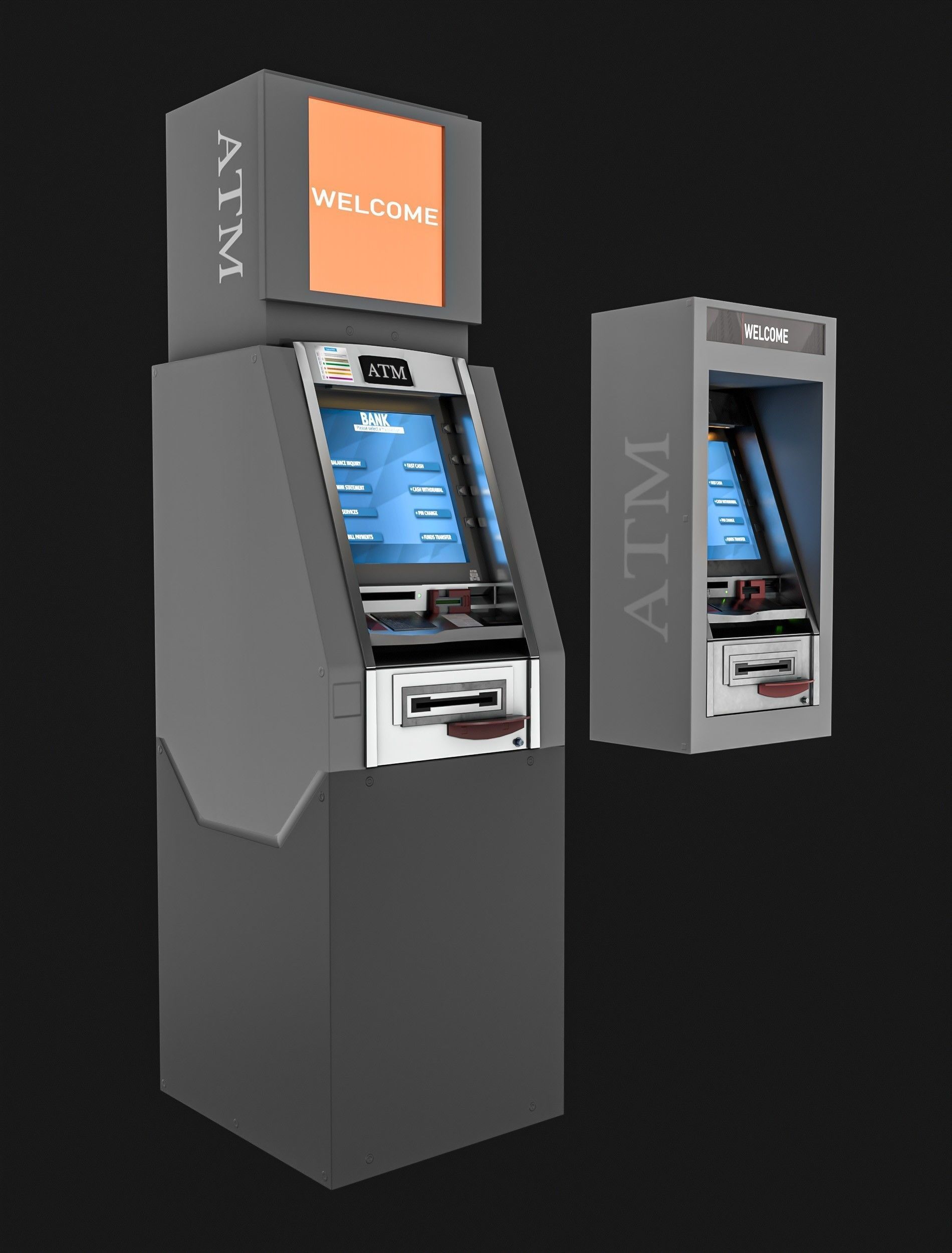 ATM Machine Pack Low-poly 3D model_2