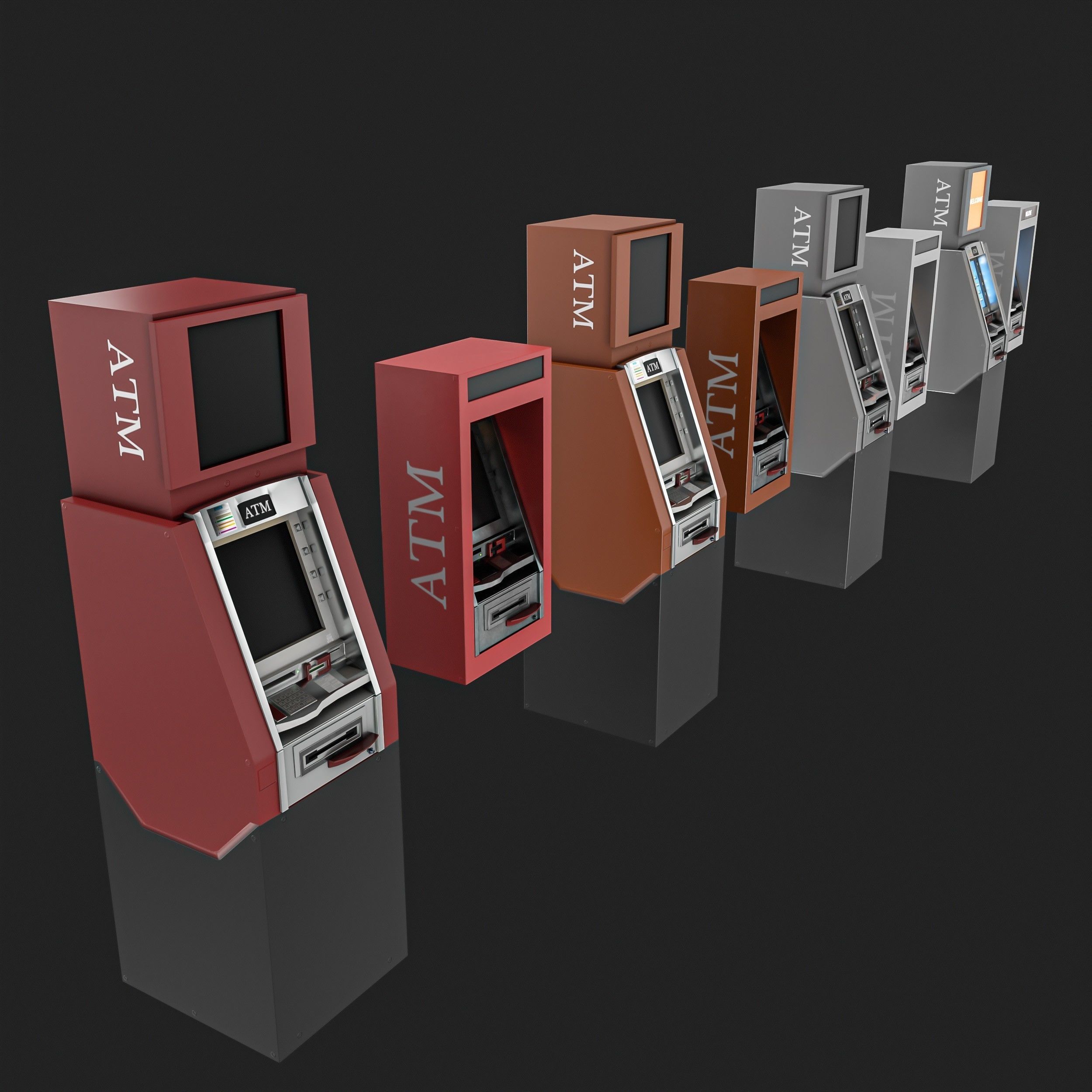 ATM Machine Pack Low-poly 3D model_14
