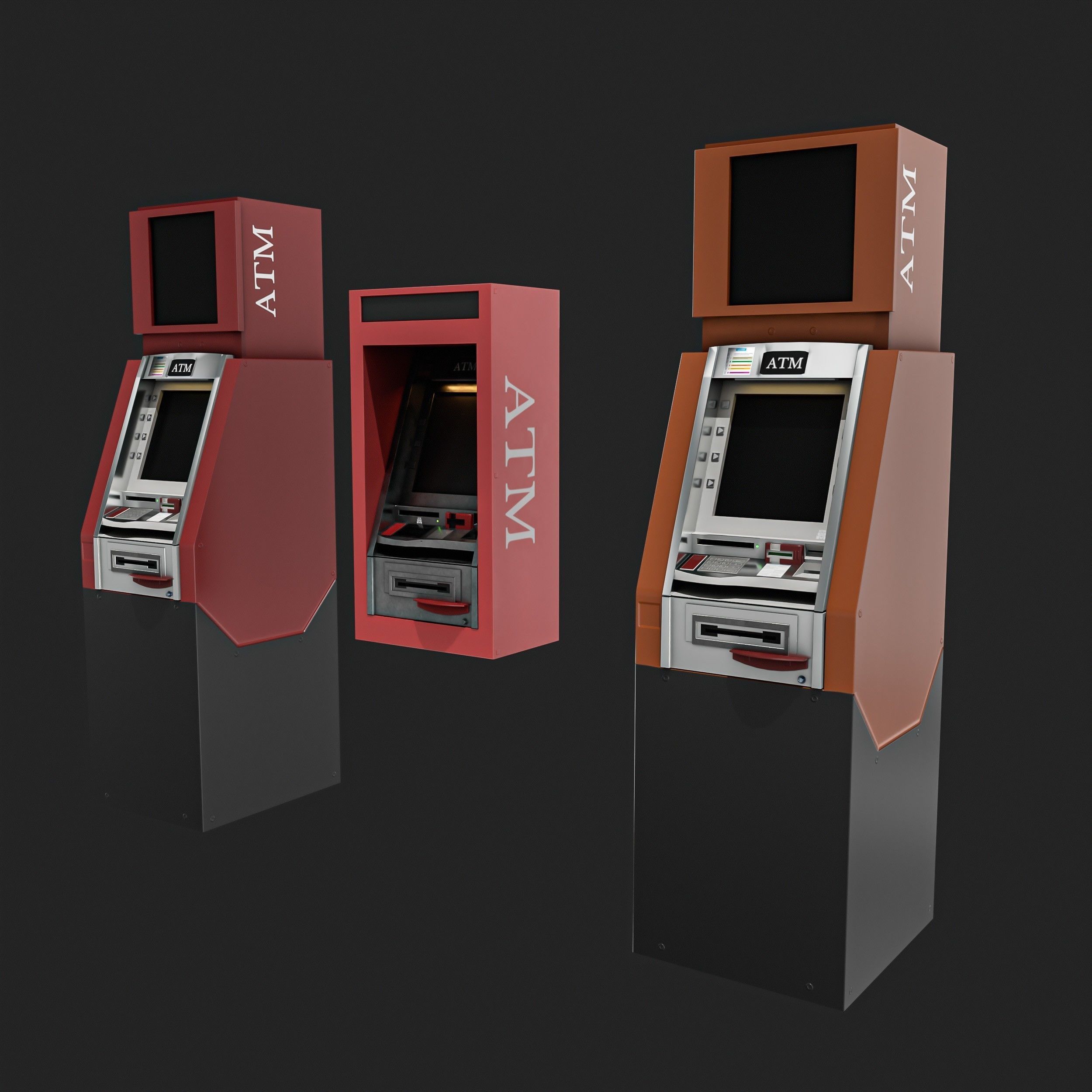 ATM Machine Pack Low-poly 3D model_15