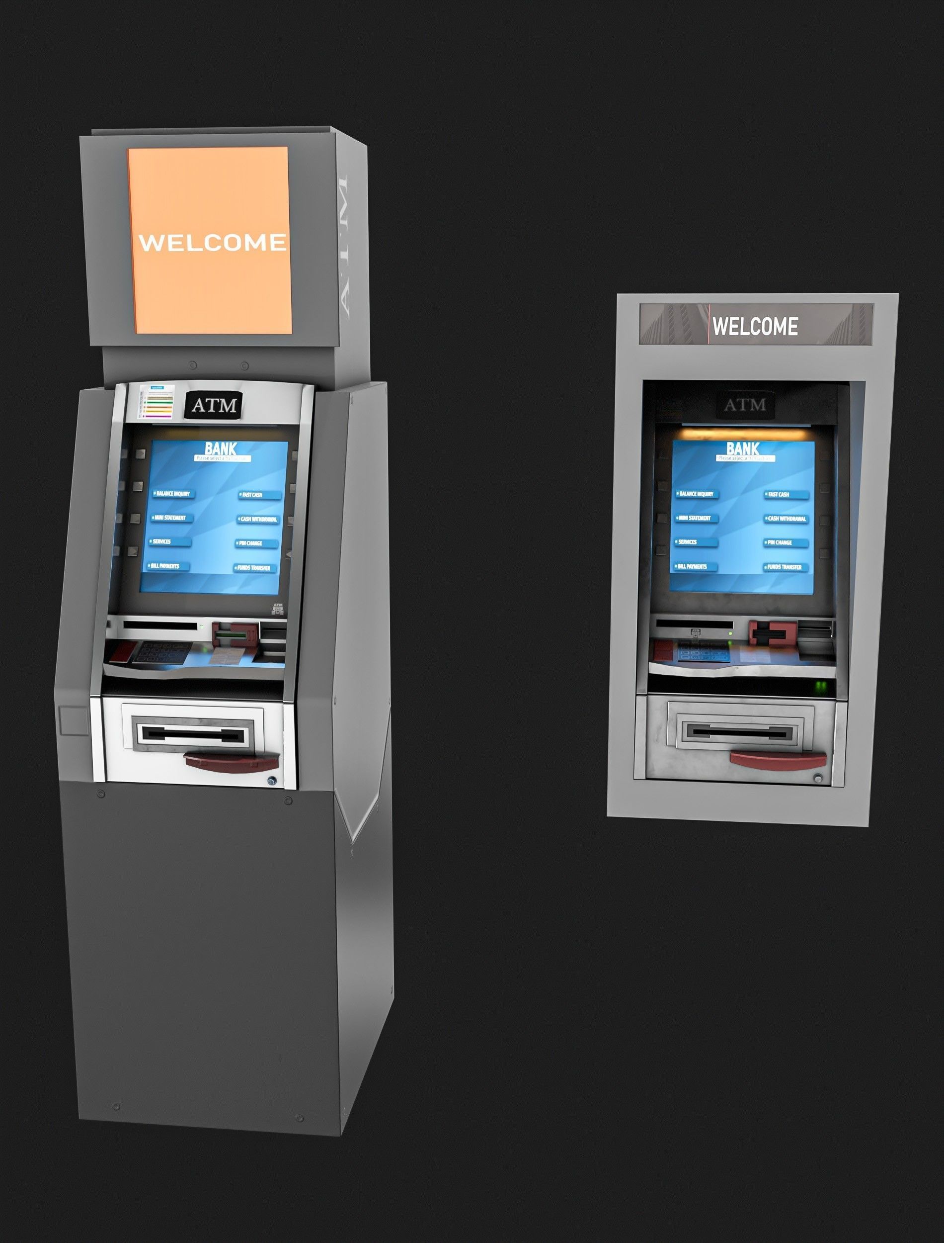 ATM Machine Pack Low-poly 3D model_9