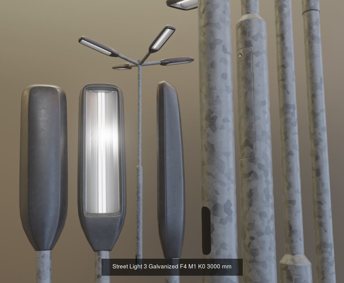 Street Light 1 2 3 4 5 Galvanized 3D Model Collection_145