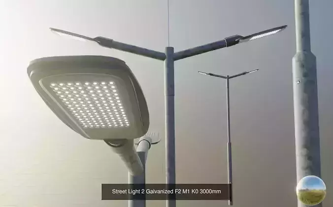 Street Light 1 2 3 4 5 Galvanized 3D Model Collection