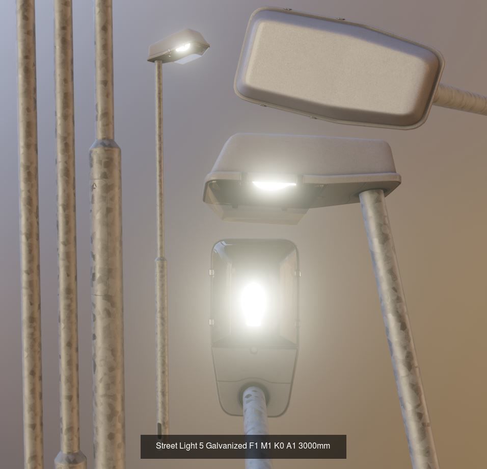 Street Light 1 2 3 4 5 Galvanized 3D Model Collection_186