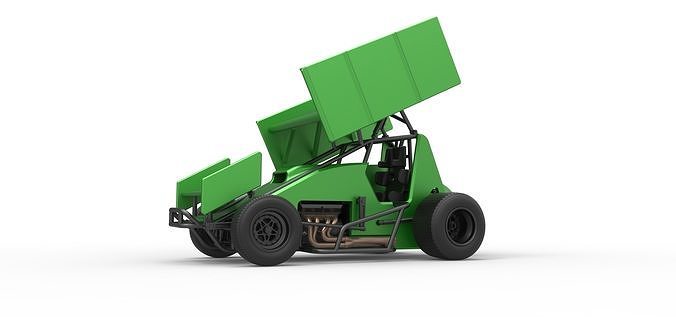 Winged Sprint car Scale 1 to 25 3D print model 2
