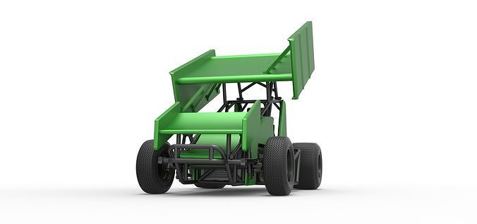 Winged Sprint car Scale 1 to 25 3D print model 6