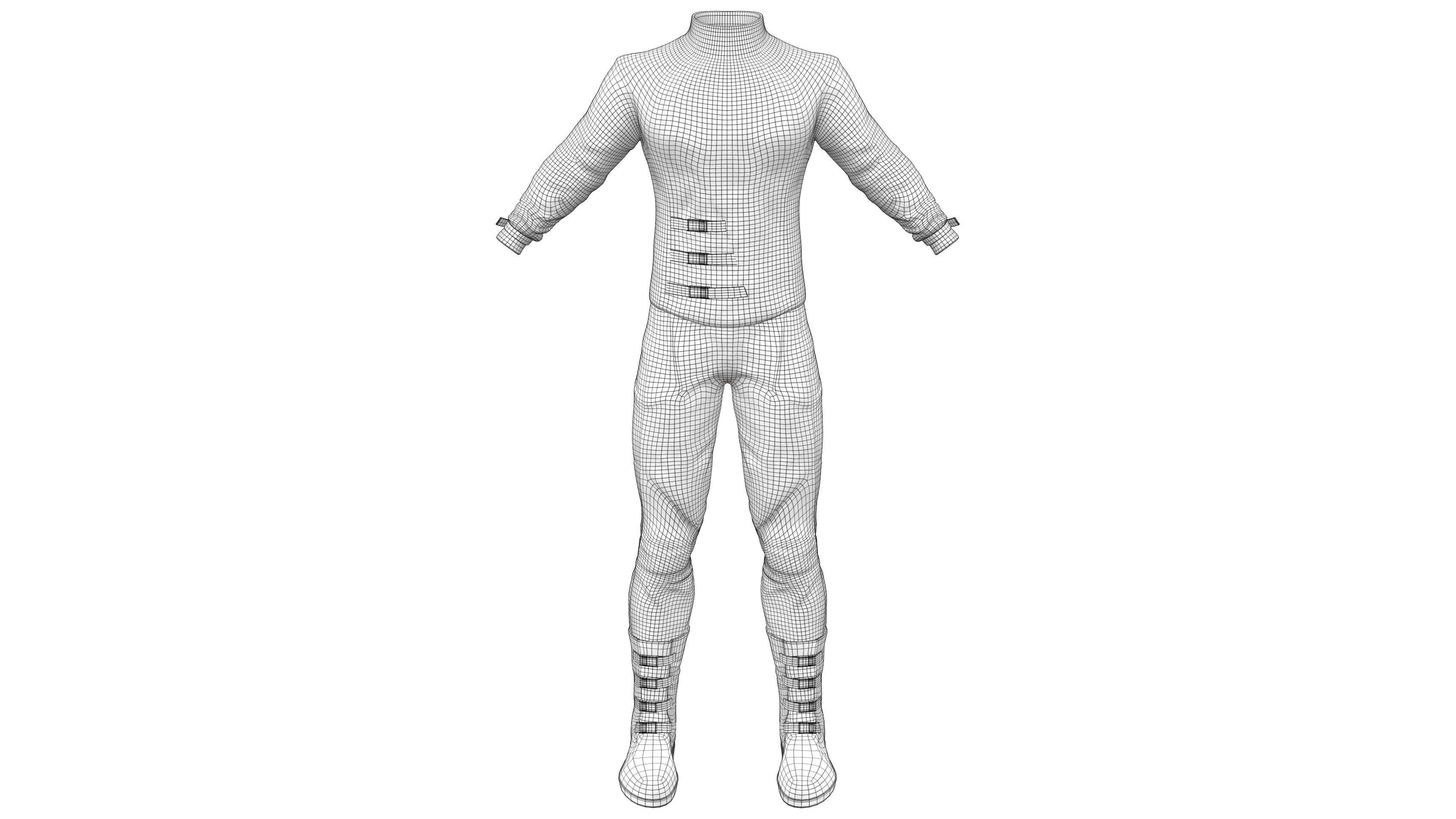 Male Black Leather Futuristic Dystopian Rider Outfit Low-poly 3D model_9