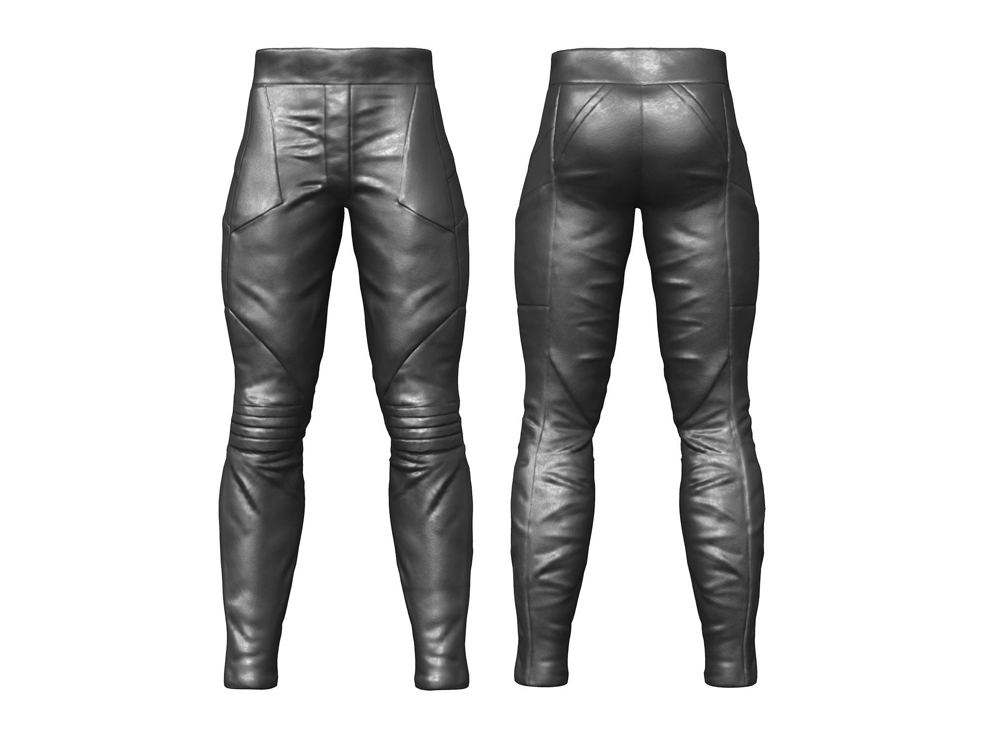 Male Black Leather Futuristic Dystopian Rider Outfit Low-poly 3D model_4