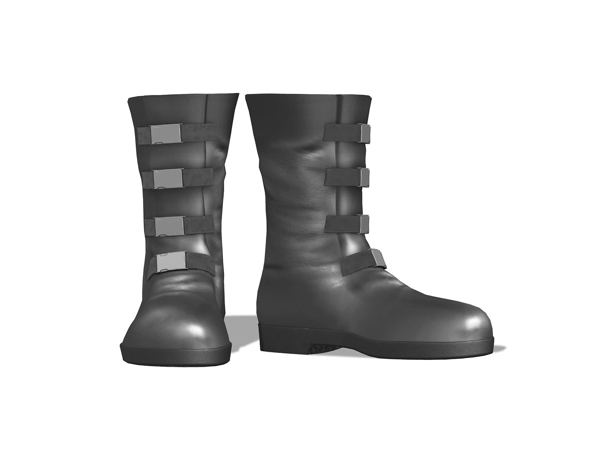 Male Black Leather Futuristic Dystopian Rider Outfit Low-poly 3D model_5