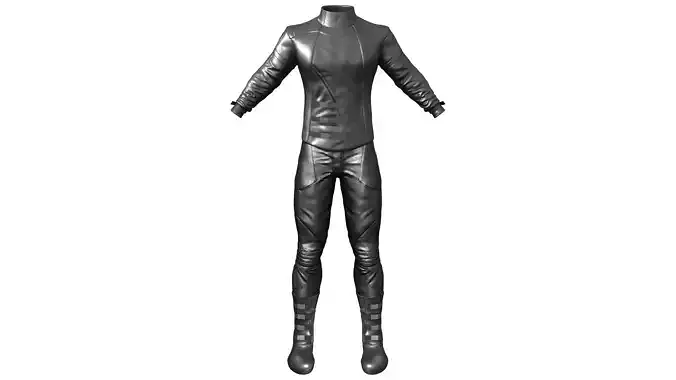 Male Black Leather Futuristic Dystopian Rider Outfit
